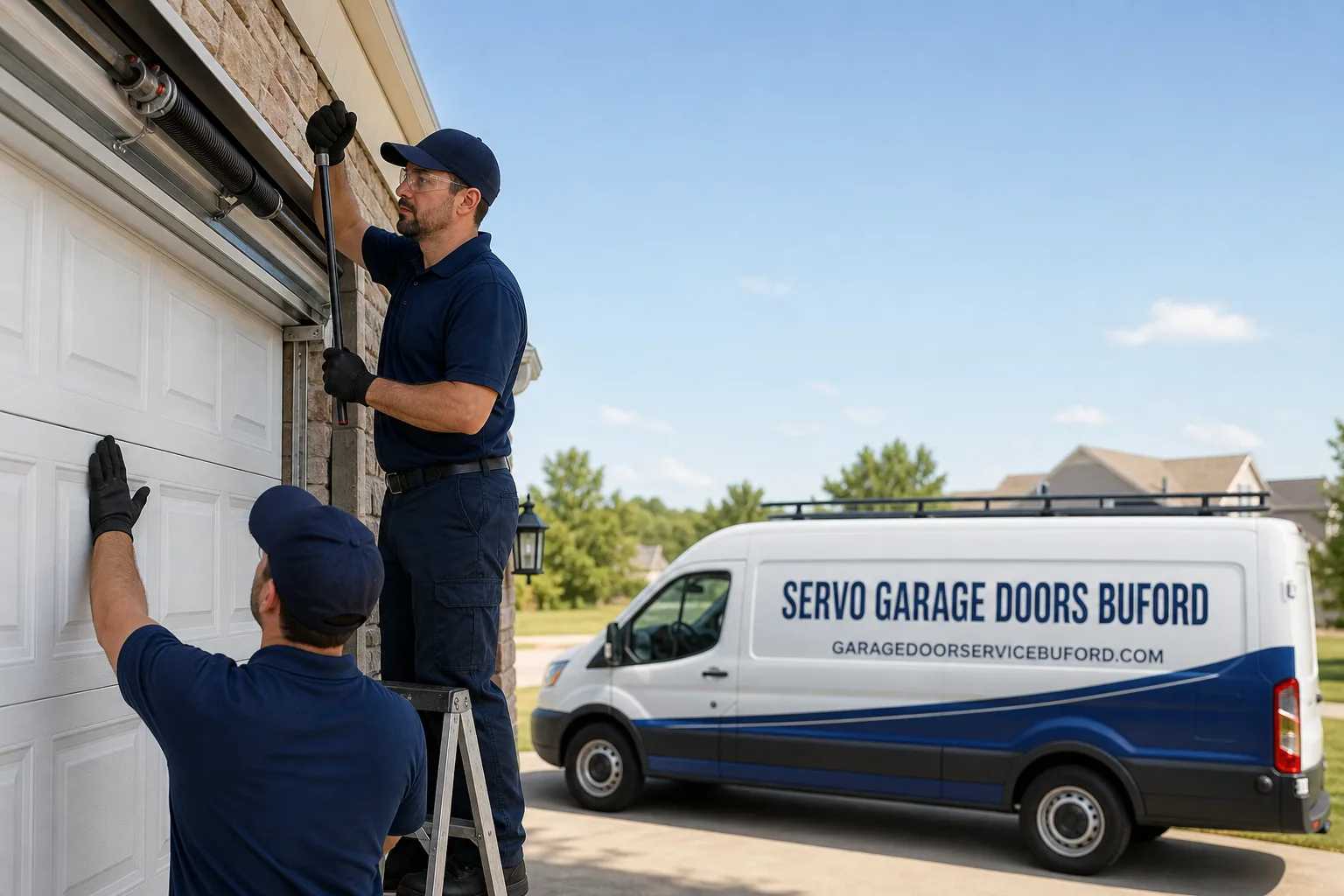 Servo Garage Doors Buford garage door service vehicle and crew in Buford, GA